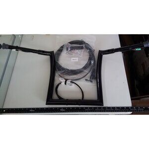 Miter Cut Assembled Pre Wired Handlebar Ape Hanger Gloss Black